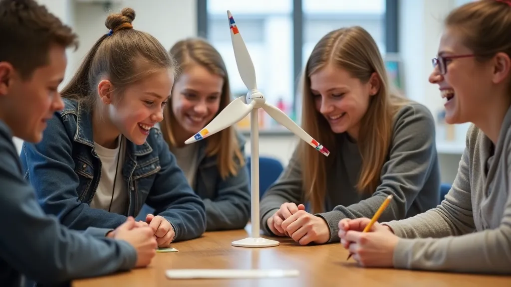 Students building a wind turbine