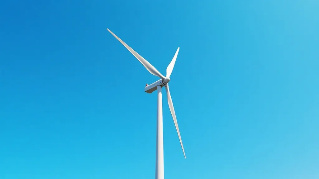 Wind turbine tower in clear sky
